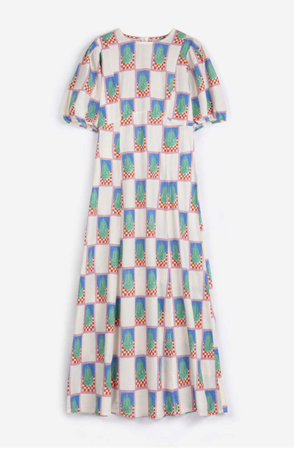 Simple Pear pattern puff sleeve dress