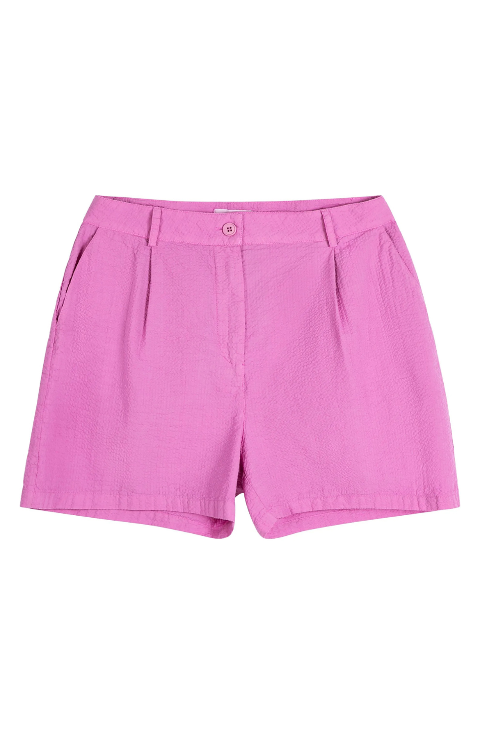 Pleated seersuker shorts