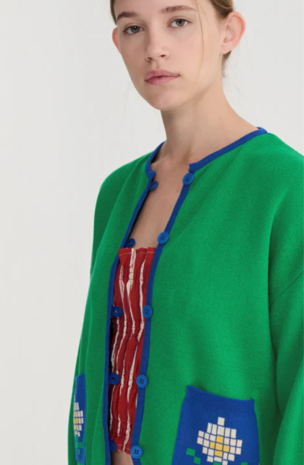 Pixel Daisy fine cotton cardigan
