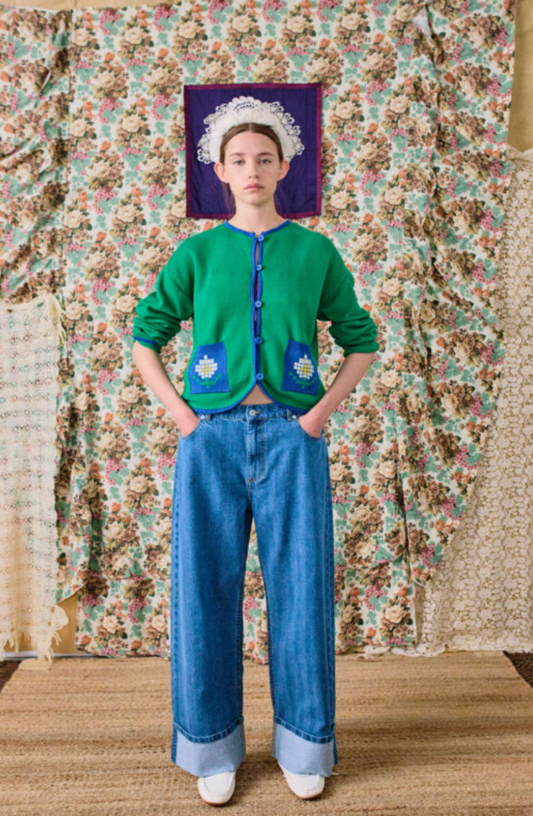 Pixel Daisy fine cotton cardigan