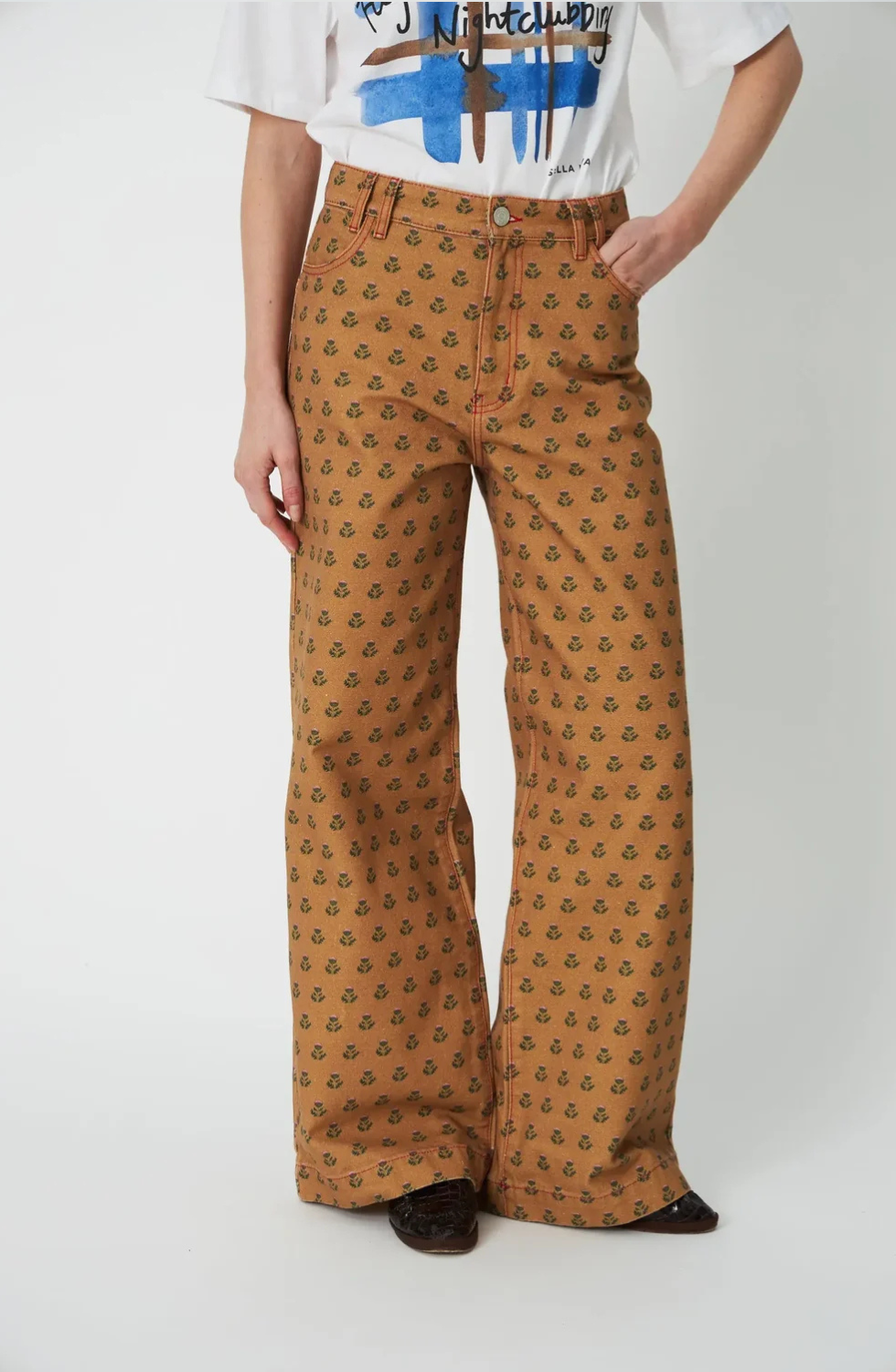 Printed Canvas Pants