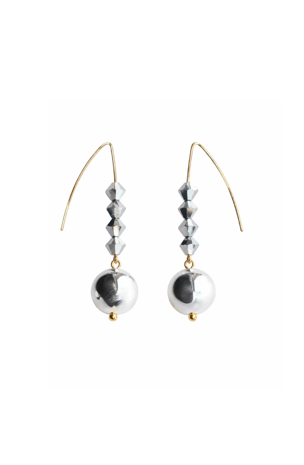 LOVE BETH - Greer silver crystal drop earrings