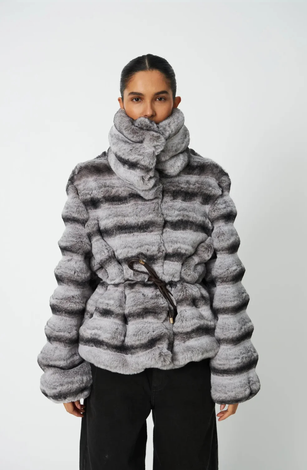 Faux Fur Jacket - Fall Grey