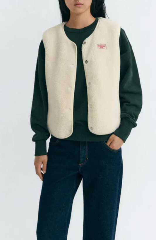 Thinking Mu - Ecru fleece Jay vest