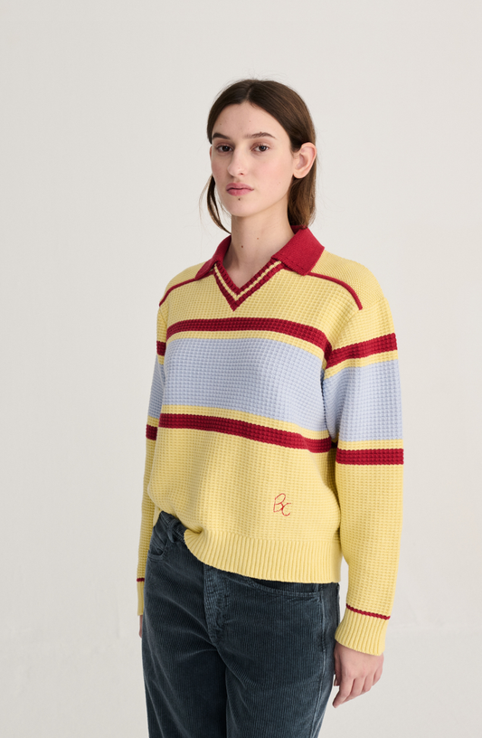 Structured Wool-Cotton Polo Jumper