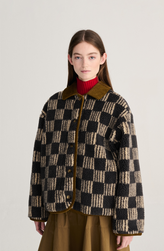 Almost Moire All Over Sherpa Jacket