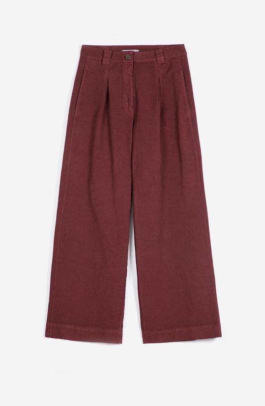 Plated Twill Wide Leg Pants