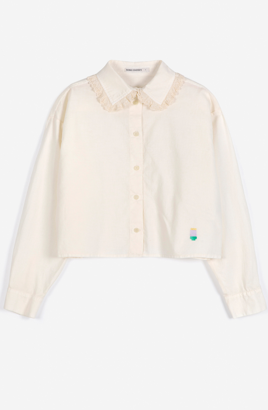 Lace Ending Poplln Shirt